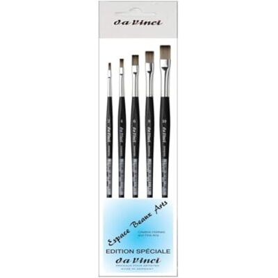 DA VINCI Serie 374 (3374), 5 stuks synthetische platte kwasten, 2, 4, 6, 8, 10 DA VINCI Serie 374 (3374), 5 stuks synthetische platte kwasten, 2, 4, 6, 8, 10