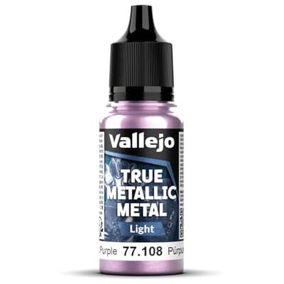 Vallejo True Metallic Paint Celestial Violet 18 ml, heldere afwerking om te vervagen, mengbaar, ideaal voor het aanbrengen met het penseel, perfect voor het markeren van basiskleuren Vallejo True Metallic Paint Celestial Violet 18 ml, heldere afwerking om te vervagen, mengbaar, ideaal voor het aanbrengen met het penseel, perfect voor het markeren van basiskleuren