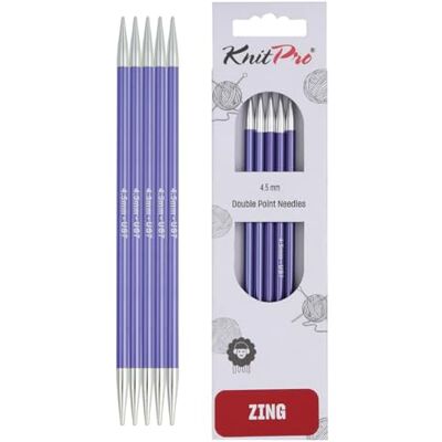 KnitPro Zing: dubbel uiteinde breinaalden: 20 cm x 4,50 mm, 4,5 mm, paars KnitPro Zing: dubbel uiteinde breinaalden: 20 cm x 4,50 mm, 4,5 mm, paars