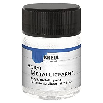 KREUL 77579 Metallic acrylverf 50 ml van parelwit glas, glamoureuze acrylverf met metallic effect op waterbasis, romige dekking, sneldrogend en waterdicht KREUL 77579 Metallic acrylverf 50 ml van parelwit glas, glamoureuze acrylverf met metallic effect op waterbasis, romige dekking, sneldrogend en waterdicht
