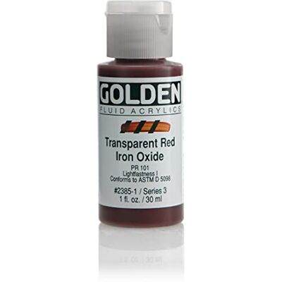 GOLDEN Fluid Acrylverf, 1 ounce, transparant, rood ijzeroxide GOLDEN Fluid Acrylverf, 1 ounce, transparant, rood ijzeroxide