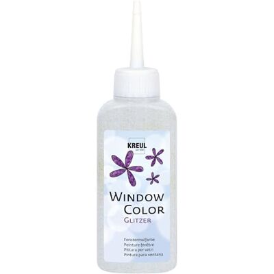 KREUL Window Color 42728 Glinsterende raamverf op waterbasis voor gladde oppervlakken zoals glas, spiegels en tegels, glinsterend zilver, 80 ml KREUL Window Color 42728 Glinsterende raamverf op waterbasis voor gladde oppervlakken zoals glas, spiegels en tegels, glinsterend zilver, 80 ml