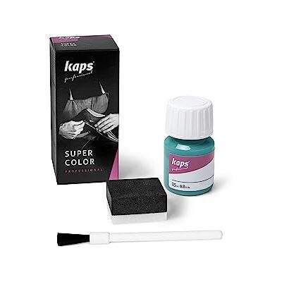 Kaps Verf voor schoenen en leren tassen en textiel, met spons en kwast, Super Color, 70 kleuren (165 Turquoise) 25ml - 0.85 fl. Oz. Kaps Verf voor schoenen en leren tassen en textiel, met spons en kwast, Super Color, 70 kleuren (165 Turquoise) 25ml - 0.85 fl. Oz.