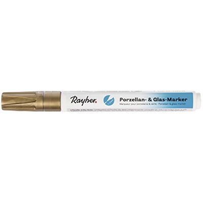 Rayher 38734616 porselein & glas effect marker, 1,2 mm, goud Rayher 38734616 porselein & glas effect marker, 1,2 mm, goud