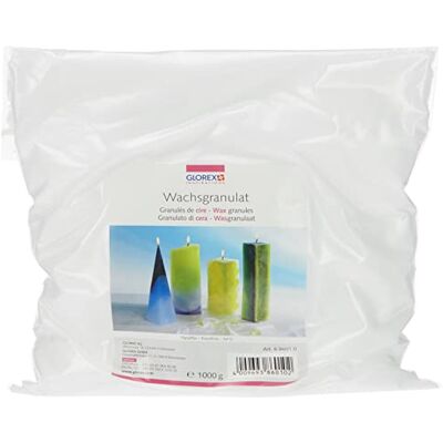 GLOREX 6 8601 0 waskorrels in tabletvorm, 1000 g, paraffinewas voor het maken van kaarsen, klaar voor gebruik GLOREX 6 8601 0 waskorrels in tabletvorm, 1000 g, paraffinewas voor het maken van kaarsen, klaar voor gebruik