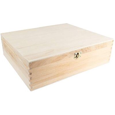 Ideen mit Herz Houten wijnkist met deksel, 3 binnenvakken, 35 cm x 30 cm x 10 cm, met goudkleurige metalen sluiting, ideaal voor knutselen en schilderen, houten kist DIY Ideen mit Herz Houten wijnkist met deksel, 3 binnenvakken, 35 cm x 30 cm x 10 cm, met goudkleurige metalen sluiting, ideaal voor knutselen en schilderen, houten kist DIY