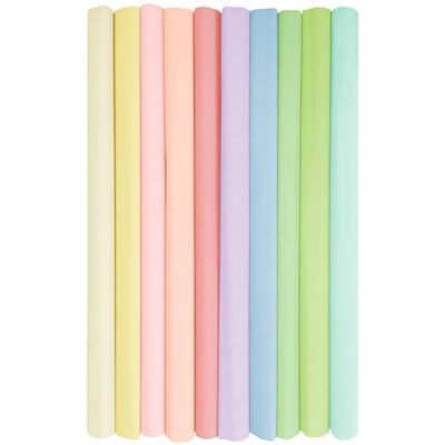 Interdruk 10 rollen crêpepapier voor kinderen, knutselen en decoreren Set van 10 spoelen (50 cm x 200 cm, 28 g/m²) 10 verschillende pastelkleuren Interdruk 10 rollen crêpepapier voor kinderen, knutselen en decoreren Set van 10 spoelen (50 cm x 200 cm, 28 g/m²) 10 verschillende pastelkleuren