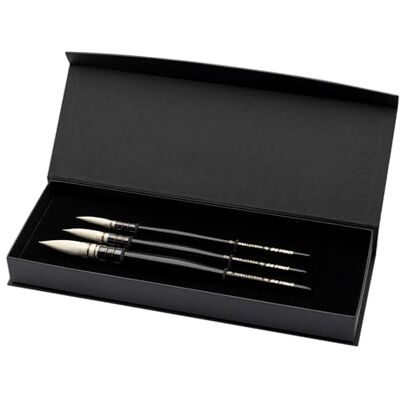 da Vinci Kagalovska by Casaneo Cadeauset, 3 extra zachte witte penselen van golvende kunstvezels met zwarte handgreep voor alle ondergronden da Vinci Kagalovska by Casaneo Cadeauset, 3 extra zachte witte penselen van golvende kunstvezels met zwarte handgreep voor alle ondergronden