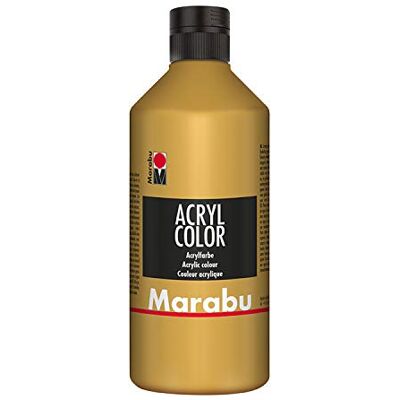 Marabu 12010075084 Acryl Color Gold 500 ml romige acrylverf op waterbasis sneldrogend lichtecht waterdicht met kwast en spons op canvas aan te brengen Marabu 12010075084 Acryl Color Gold 500 ml romige acrylverf op waterbasis sneldrogend lichtecht waterdicht met kwast en spons op canvas aan te brengen