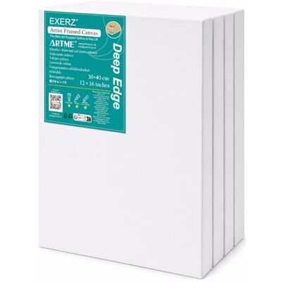 Exerz Ingelijste Canvas Diepe Rand Set van 4 / 30 x 40 cm 380 g/m² / 100% Katoen Voorgerekt / Virgin / Drievoudige Primer / Zuurvrij / Medium Korrel / 3,8 cm Dikte/Acrylverf, Olieverf (30 x 40 cm 4 Exerz Ingelijste Canvas Diepe Rand Set van 4 / 30 x 40 cm 380 g/m² / 100% Katoen Voorgerekt / Virgin / Drievoudige Primer / Zuurvrij / Medium Korrel / 3,8 cm Dikte/Acrylverf, Olieverf (30 x 40 cm 4