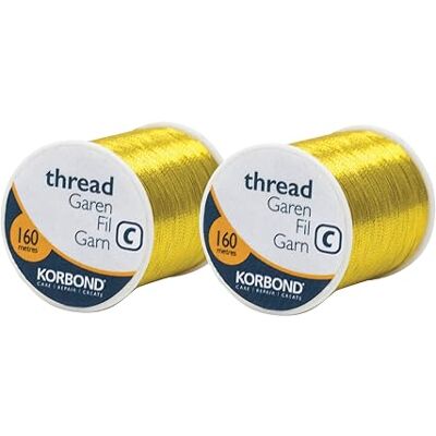 KORBOND Naaigaren 320 m 2 spoelen van 160 m goudkleurig polyester hand- en machinaal naaien KORBOND Naaigaren 320 m 2 spoelen van 160 m goudkleurig polyester hand- en machinaal naaien