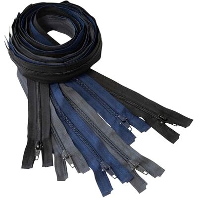 AERZETIX Set van 6 spiraalritssluitingen nr. 5 90 cm deelbaar met schuif van metaal nylon polyester kleur donkerblauw donkergrijs zwart AERZETIX Set van 6 spiraalritssluitingen nr. 5 90 cm deelbaar met schuif van metaal nylon polyester kleur donkerblauw donkergrijs zwart