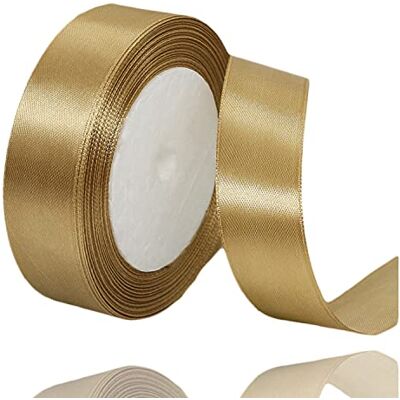 ALOHOVME Satijnen lint, champagnegoud, 25 mm x 23 m, effen, voor knutselen, geschenkverpakking, bruiloftsboeket, bloemstukken, strikken, ballonnen, taartdecoratie en ALOHOVME Satijnen lint, champagnegoud, 25 mm x 23 m, effen, voor knutselen, geschenkverpakking, bruiloftsboeket, bloemstukken, strikken, ballonnen, taartdecoratie en