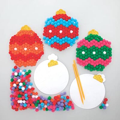 Baker Ross FC111 Pompons voor kinderen, 5 stuks, kerstballen, wol, creatieve vrije tijd, knutselen Baker Ross FC111 Pompons voor kinderen, 5 stuks, kerstballen, wol, creatieve vrije tijd, knutselen