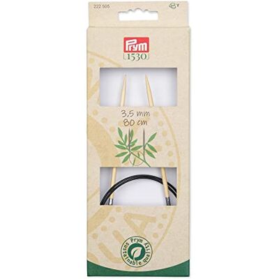 Prym Rondbreinaalden van bamboe, 80 cm, 3,50 mm, natuur, Eén maat Prym Rondbreinaalden van bamboe, 80 cm, 3,50 mm, natuur, Eén maat