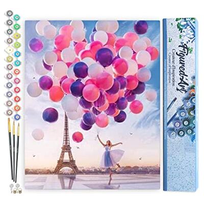 ART Schilderen op nummer voor volwassenen, ballonnen loslaten in Parijs – handmatige activiteit, creatieve vrijetijdsset, doe-het-zelf, kunstnummer, compleet – 40 x 50 cm zonder houten frame ART Schilderen op nummer voor volwassenen, ballonnen loslaten in Parijs – handmatige activiteit, creatieve vrijetijdsset, doe-het-zelf, kunstnummer, compleet – 40 x 50 cm zonder houten frame