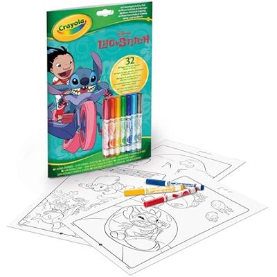 CRAYOLA Lilo&Stitch activiteitenalbum en schilderen, 32 pagina's om in te kleuren en 7 wasbare mini-viltstiften, 04-0865G CRAYOLA Lilo&Stitch activiteitenalbum en schilderen, 32 pagina's om in te kleuren en 7 wasbare mini-viltstiften, 04-0865G