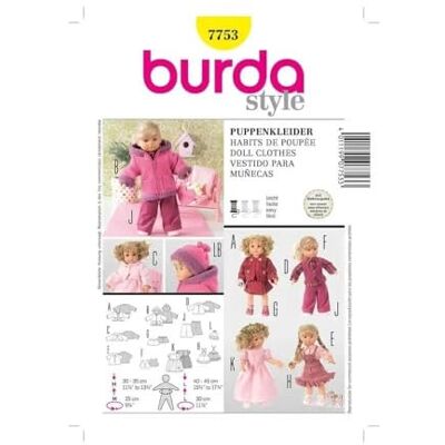 burdastyle Burda B7753 naaipatroon poppenkleding, 19 x 13 cm, meerkleurig burdastyle Burda B7753 naaipatroon poppenkleding, 19 x 13 cm, meerkleurig