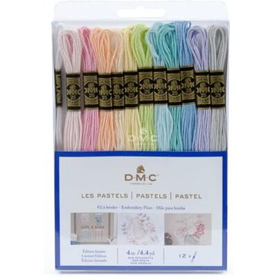 DMC Assortiment van speciaal gemalen garen 117MC pastelkleuren, 100% katoen 12 strengen van 4 meter borduurgaren, ideaal kruissteek, Braziliaanse armband, knutselen DMC Assortiment van speciaal gemalen garen 117MC pastelkleuren, 100% katoen 12 strengen van 4 meter borduurgaren, ideaal kruissteek, Braziliaanse armband, knutselen