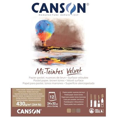 Canson Mi-Teintes Velvet 12 vellen taartpapier met fluwelen oppervlak, 430 g/m², 24 x 32 cm, 3 tinten bruin Canson Mi-Teintes Velvet 12 vellen taartpapier met fluwelen oppervlak, 430 g/m², 24 x 32 cm, 3 tinten bruin