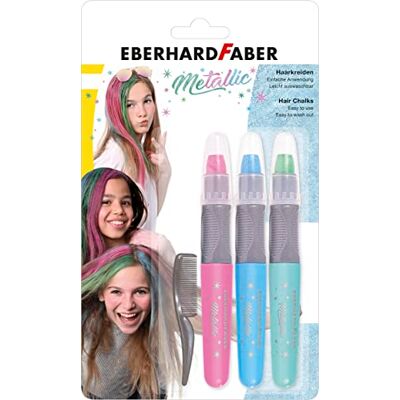 Eberhard Faber 579205 Haarkrijt Metallic, 3 stuks, eenvoudig te bedienen, gemakkelijk te reinigen, voor modieuze kapsels en nieuwe haarkleuren Eberhard Faber 579205 Haarkrijt Metallic, 3 stuks, eenvoudig te bedienen, gemakkelijk te reinigen, voor modieuze kapsels en nieuwe haarkleuren
