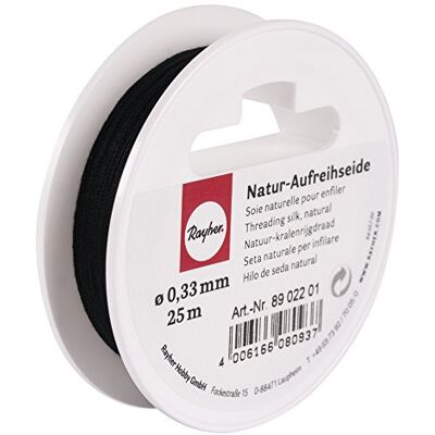Rayher Natuurlijke zijde draad kralen rijgen 0,35mm ø spoel 25m zwart 8902201 Rayher Natuurlijke zijde draad kralen rijgen 0,35mm ø spoel 25m zwart 8902201