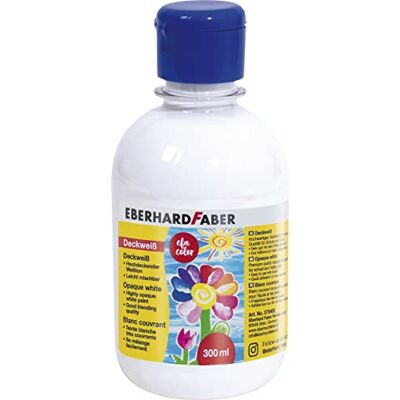 Eberhard Faber 575400 EFA Color Dekwit in een fles van 300 ml, geurneutraal en wasbaar, om te mengen en voor creatief schilderplezier op school en vrije tijd Eberhard Faber 575400 EFA Color Dekwit in een fles van 300 ml, geurneutraal en wasbaar, om te mengen en voor creatief schilderplezier op school en vrije tijd