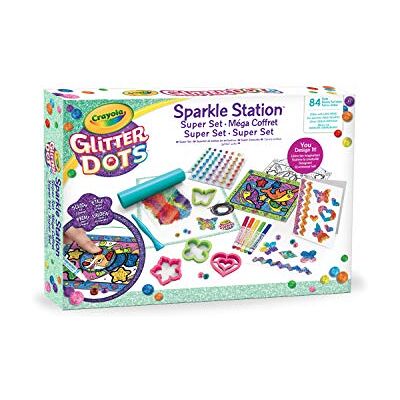 CRAYOLA Glitter Dots Sparkle Station Super Set voor het maken van glinsterende decoraties met modelleerbare pailletten, creatieve activiteiten en cadeau-idee, 04-1085 CRAYOLA Glitter Dots Sparkle Station Super Set voor het maken van glinsterende decoraties met modelleerbare pailletten, creatieve activiteiten en cadeau-idee, 04-1085