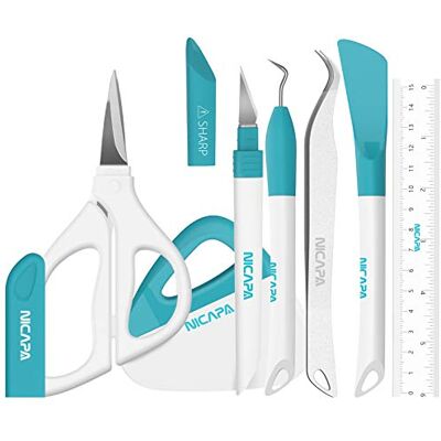 NICAPA Basisgereedschap voor Silhouette/Siser/Oracal 631 651 751, vinyl, papier, starterset (blauw) NICAPA Basisgereedschap voor Silhouette/Siser/Oracal 631 651 751, vinyl, papier, starterset (blauw)