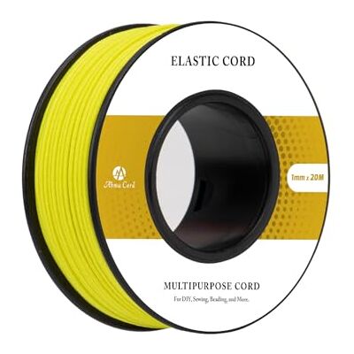 Abma Cord Elastische draden, 1 mm x 20 m, rond, elastisch koord, voor armband, maskers, halskettingen, sieraden, hoed, camping, neongeel Abma Cord Elastische draden, 1 mm x 20 m, rond, elastisch koord, voor armband, maskers, halskettingen, sieraden, hoed, camping, neongeel