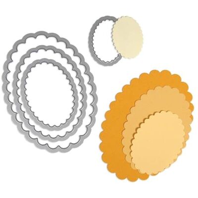 Sizzix 18657564 Big Shot ovale kanten framelits set van 4 snijmatrijzen voor machines, kunststof, meerkleurig, 16 x 1 x 25 cm Sizzix 18657564 Big Shot ovale kanten framelits set van 4 snijmatrijzen voor machines, kunststof, meerkleurig, 16 x 1 x 25 cm