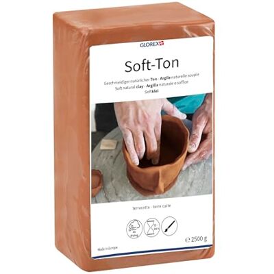 GLOREX 6 8075 337 terracotta zachte klei 2500 g natuurlijke klei, bijzonder zacht en soepel, kan lucht drogen en is geschikt voor ovens, zeer goed voor kinderen GLOREX 6 8075 337 terracotta zachte klei 2500 g natuurlijke klei, bijzonder zacht en soepel, kan lucht drogen en is geschikt voor ovens, zeer goed voor kinderen