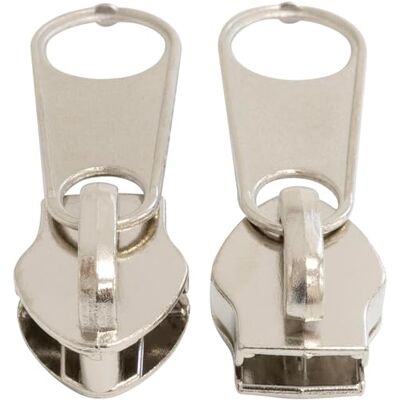 AERZETIX Set van 10 niet-afsluitbare sliders voor ritssluiting spiraal metaal in de kleur zilver kledingaccessoires tassen naaiproject en decoratie AERZETIX Set van 10 niet-afsluitbare sliders voor ritssluiting spiraal metaal in de kleur zilver kledingaccessoires tassen naaiproject en decoratie