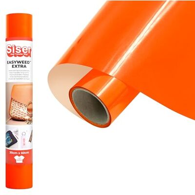 SISER ® EasyWeed® Extra fluorescerend oranje, 30 cm x 0,5 m, warmteoverdracht vinyl voor het personaliseren van nylon, leer, behandelde stoffen SISER ® EasyWeed® Extra fluorescerend oranje, 30 cm x 0,5 m, warmteoverdracht vinyl voor het personaliseren van nylon, leer, behandelde stoffen
