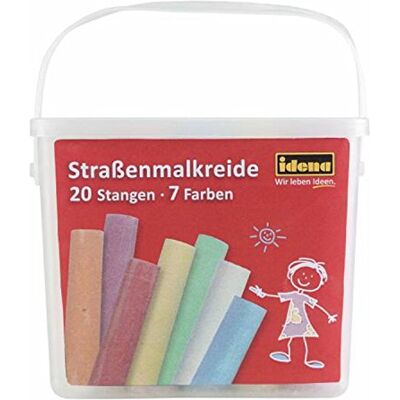 Idena 60042 Vierkante doos met handvat, 20 stangen in 7 kleuren, voor het beschilderen van asfalt, bestrating of beton Idena 60042 Vierkante doos met handvat, 20 stangen in 7 kleuren, voor het beschilderen van asfalt, bestrating of beton