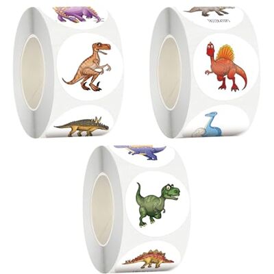 CVFRTT 3 rollen dinosaurus-stickers, ronde stickers, cartoon-dierenstickers voor kinderen, skateboard bekerdecoratie voor laptop, skateboard, bekerdecoratie, 3 rollen CVFRTT 3 rollen dinosaurus-stickers, ronde stickers, cartoon-dierenstickers voor kinderen, skateboard bekerdecoratie voor laptop, skateboard, bekerdecoratie, 3 rollen