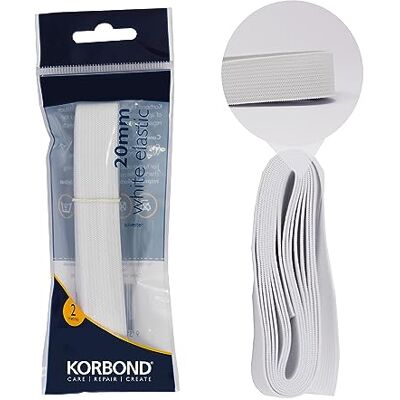 KORBOND Elastiek, 20 mm x 2 m, wit KORBOND Elastiek, 20 mm x 2 m, wit