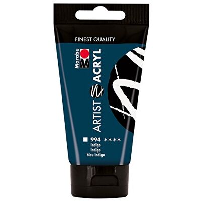 Marabu 12200002994 Artist acryl Indigo 75 ml fijne acrylverf in kunstenaarskwaliteit, op waterbasis, pastose, sterk gepigmenteerd, zeer goede glans en dekking Marabu 12200002994 Artist acryl Indigo 75 ml fijne acrylverf in kunstenaarskwaliteit, op waterbasis, pastose, sterk gepigmenteerd, zeer goede glans en dekking