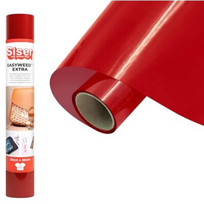 SISER EasyWeed Extra rood, 30 cm x 0,5 m, thermotransfer-vinyl voor het personaliseren van nylon, leer, behandelde stoffen SISER EasyWeed Extra rood, 30 cm x 0,5 m, thermotransfer-vinyl voor het personaliseren van nylon, leer, behandelde stoffen