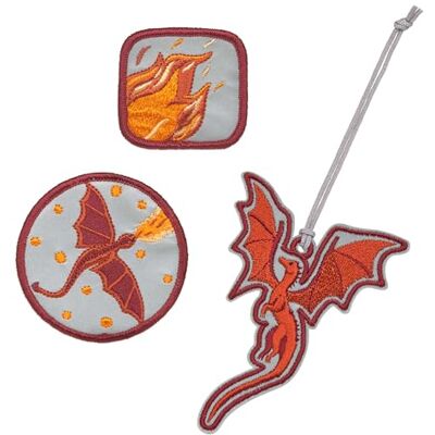 Lässig Set van hangers en patches (3 stuks) met drukknop / schoolpatches set draak Lässig Set van hangers en patches (3 stuks) met drukknop / schoolpatches set draak