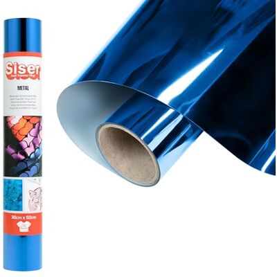 SISER Blauw metaal, 30 cm x 0,5 m, metallic thermotransfer-vinyl om op te strijken voor het personaliseren van stoffen, kleding en accessoires, knutselen, gemakkelijk te snijden SISER Blauw metaal, 30 cm x 0,5 m, metallic thermotransfer-vinyl om op te strijken voor het personaliseren van stoffen, kleding en accessoires, knutselen, gemakkelijk te snijden