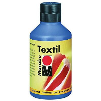 Marabu 17160013052 textiel stofverf medium blauw 250 ml, stofdruk inkt op waterbasis, voor lichte stoffen, wasbaar tot 60 °C, zachte grip, eenvoudige bevestiging door strijken of oven Marabu 17160013052 textiel stofverf medium blauw 250 ml, stofdruk inkt op waterbasis, voor lichte stoffen, wasbaar tot 60 °C, zachte grip, eenvoudige bevestiging door strijken of oven