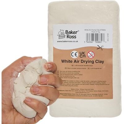Baker Ross FX923 Witte luchtdrogende klei, 1 kg, boetseerklei voor kunst en handwerk Baker Ross FX923 Witte luchtdrogende klei, 1 kg, boetseerklei voor kunst en handwerk