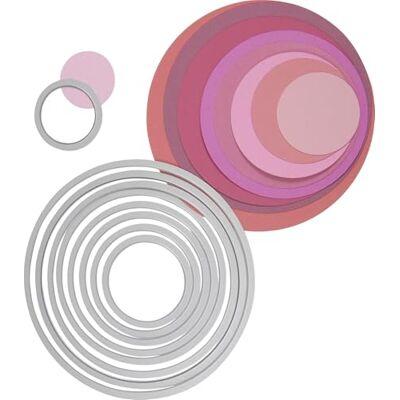 Sizzix Artemio 18657551 Big Shot Circles Framelits Set van 8 snijsjablonen voor machine, kunststof, meerkleurig, 16 x 1 x 25 cm Sizzix Artemio 18657551 Big Shot Circles Framelits Set van 8 snijsjablonen voor machine, kunststof, meerkleurig, 16 x 1 x 25 cm