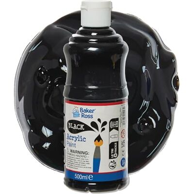 Baker Ross FN510 acrylverf zwart 500 ml 1 stuk, verf voor beeldende kunst, kinderverf Baker Ross FN510 acrylverf zwart 500 ml 1 stuk, verf voor beeldende kunst, kinderverf