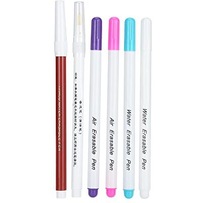 Zerodis Set van 6 lucht- en waterafwisbare inktpennen, stoffen marker, tijdelijke marker voor naaigereedschap Zerodis Set van 6 lucht- en waterafwisbare inktpennen, stoffen marker, tijdelijke marker voor naaigereedschap