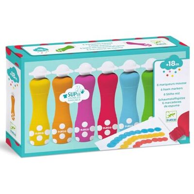Djeco 6 stuks kleurrijke schuimstiften voor kinderen (39002), meerkleurig, 6 stuks (1 stuk) Djeco 6 stuks kleurrijke schuimstiften voor kinderen (39002), meerkleurig, 6 stuks (1 stuk)