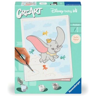 Ravensburger CreArt 25899 Dumbo Disney Paint by Number Adults, doe-het-zelf schilderset met kwast en acrylverf, cadeau voor zwangere vrouwen of geboorte, schilderen voor volwassenen Ravensburger CreArt 25899 Dumbo Disney Paint by Number Adults, doe-het-zelf schilderset met kwast en acrylverf, cadeau voor zwangere vrouwen of geboorte, schilderen voor volwassenen