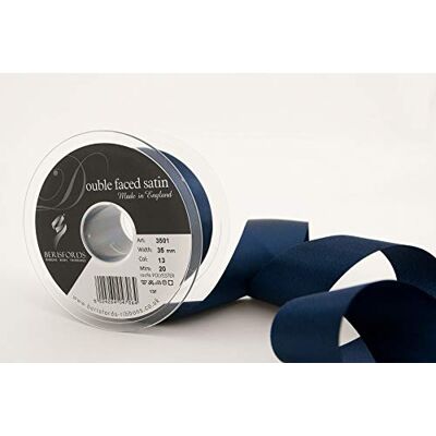 Berisfords Satijnen lint, dubbelzijdig, 20 m x 35 mm, marineblauw Berisfords Satijnen lint, dubbelzijdig, 20 m x 35 mm, marineblauw