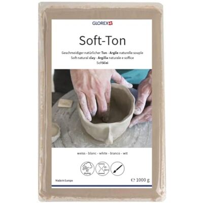 GLOREX 6 8075 201 witte zachte klei, 1000 g natuurlijke klei, bijzonder zacht en soepel, luchtgehard en geschikt voor de braadoven, zeer geschikt voor kinderen GLOREX 6 8075 201 witte zachte klei, 1000 g natuurlijke klei, bijzonder zacht en soepel, luchtgehard en geschikt voor de braadoven, zeer geschikt voor kinderen